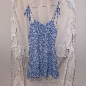 Blue Floral Dress w/ Tie Up Straps